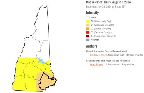 NH Drought Monitor map as of August 1, 2024